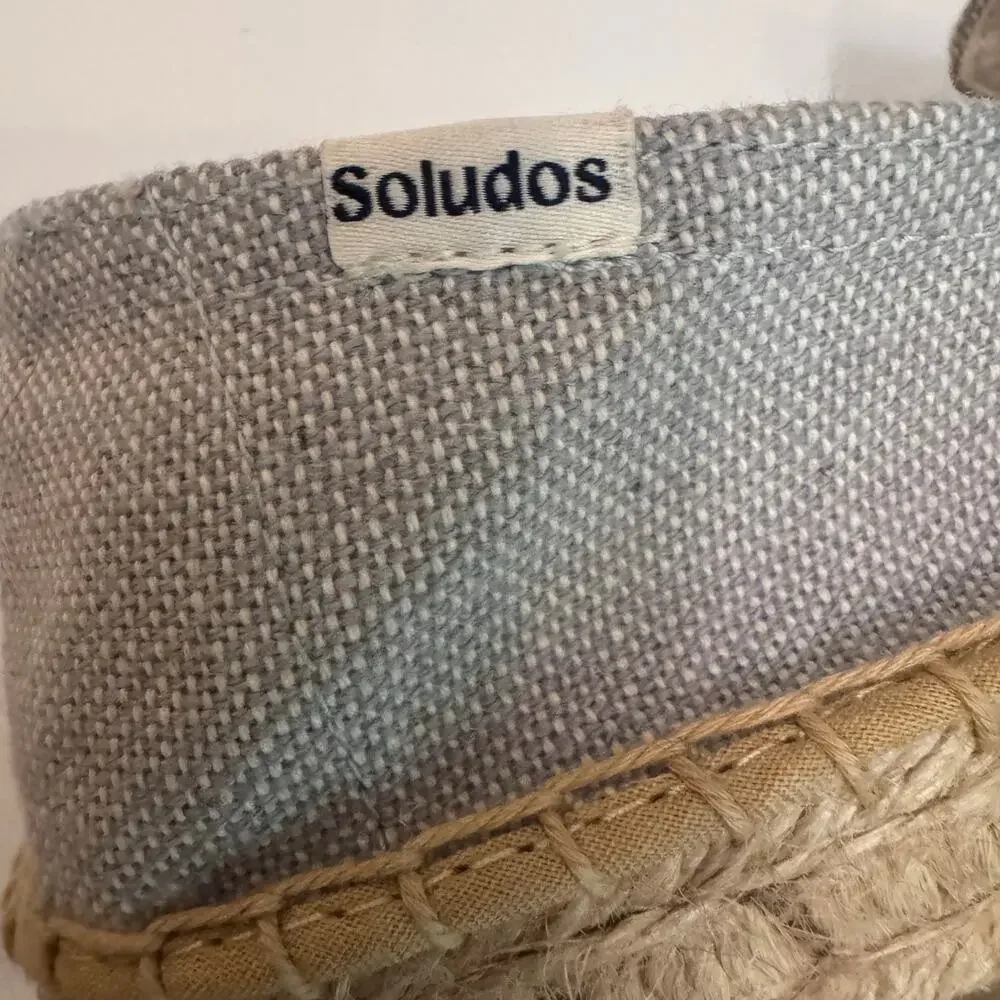 Soludos Shoes Womens US7 Blue Lemons Smocking Slipper Espadrille Loafer Beach